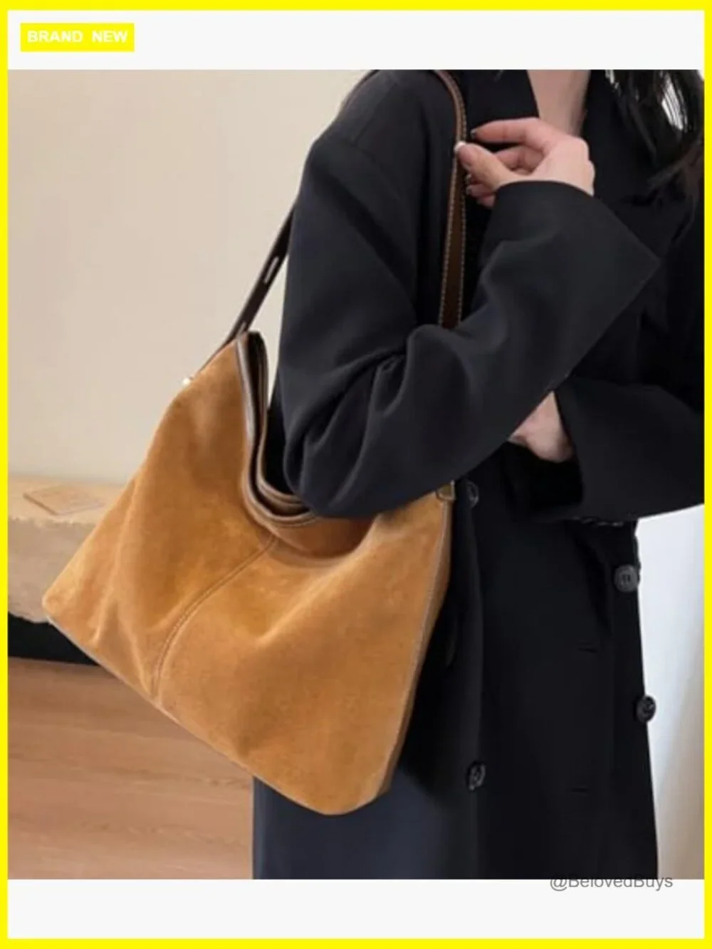 Suede Hobo Tote Bag Crossbody Shoulder Bag Slouchy Handbag Retro College Purse